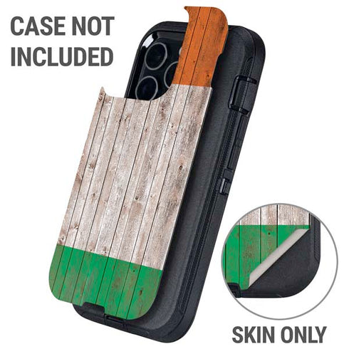 Ireland Flag Dark Wood Otterbox Defender iPhone Skin
